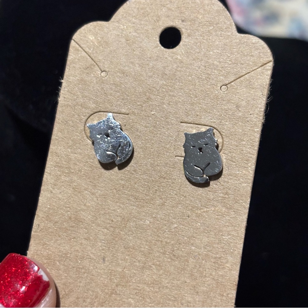 Chonky Sitting Cat-Stainless Steel, Stud-Style Earrings, Cat Kitty Silouhette!